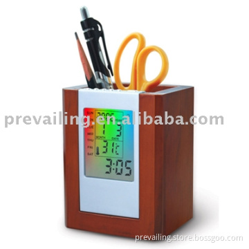 Wooden Penholder LCD Calendar